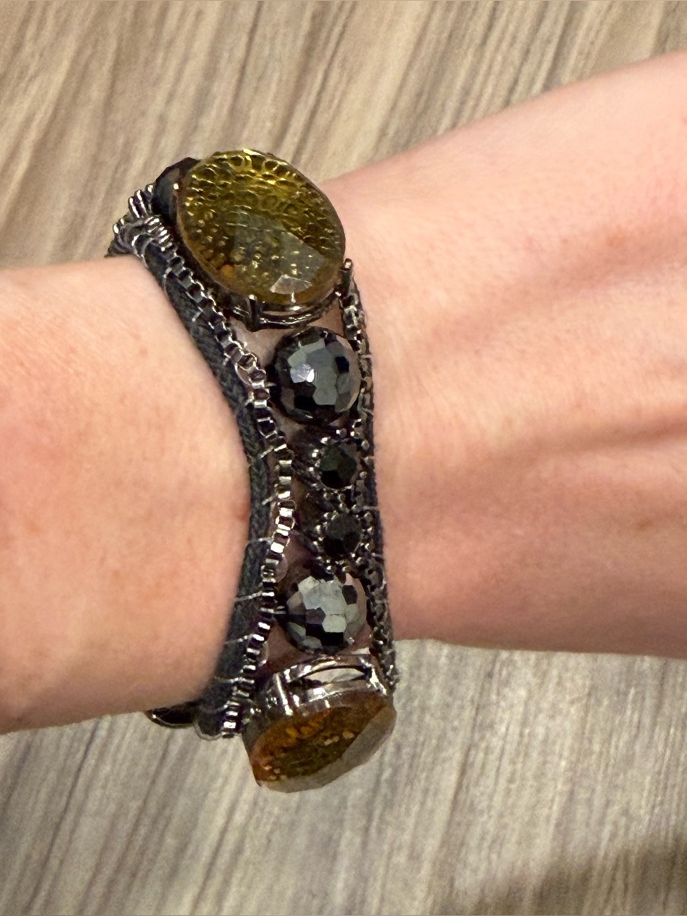 Women's Black and Amber Multi-Stone Bracelet